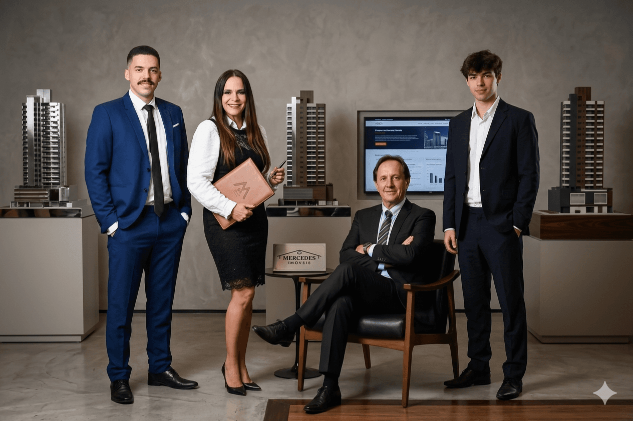 Equipe Mercedes Imóveis assessorando clientes